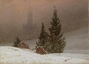 Caspar David Friedrich Winter Landscape with Church (mk10) oil painting